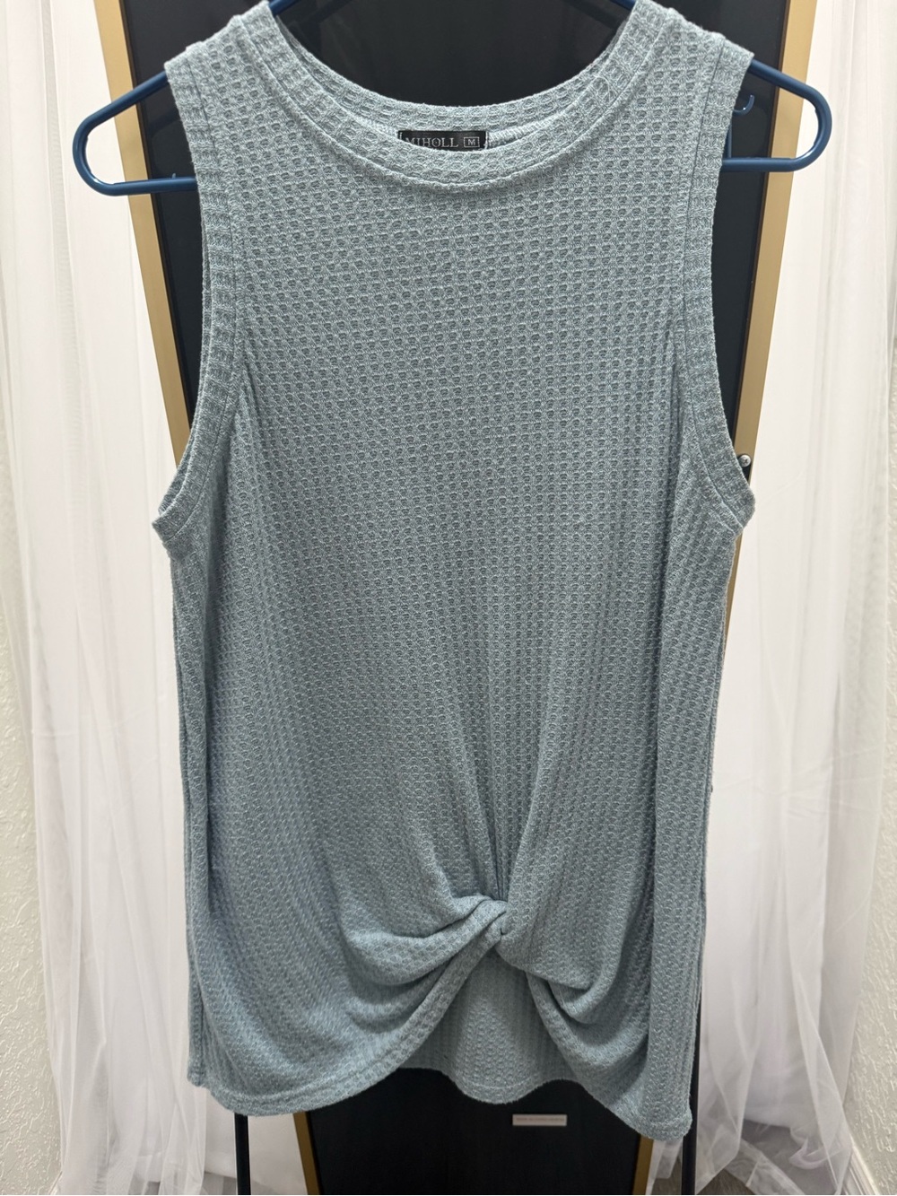 Knit Twist-Front Sleeveless Top - Light Sage